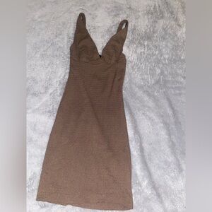 Elegant Brown Sleeveless Dress